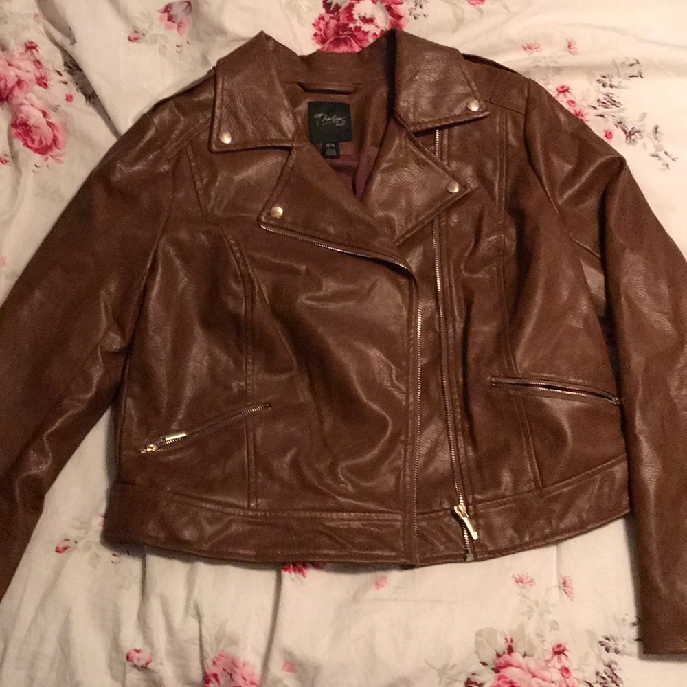 Brown leather jacket
